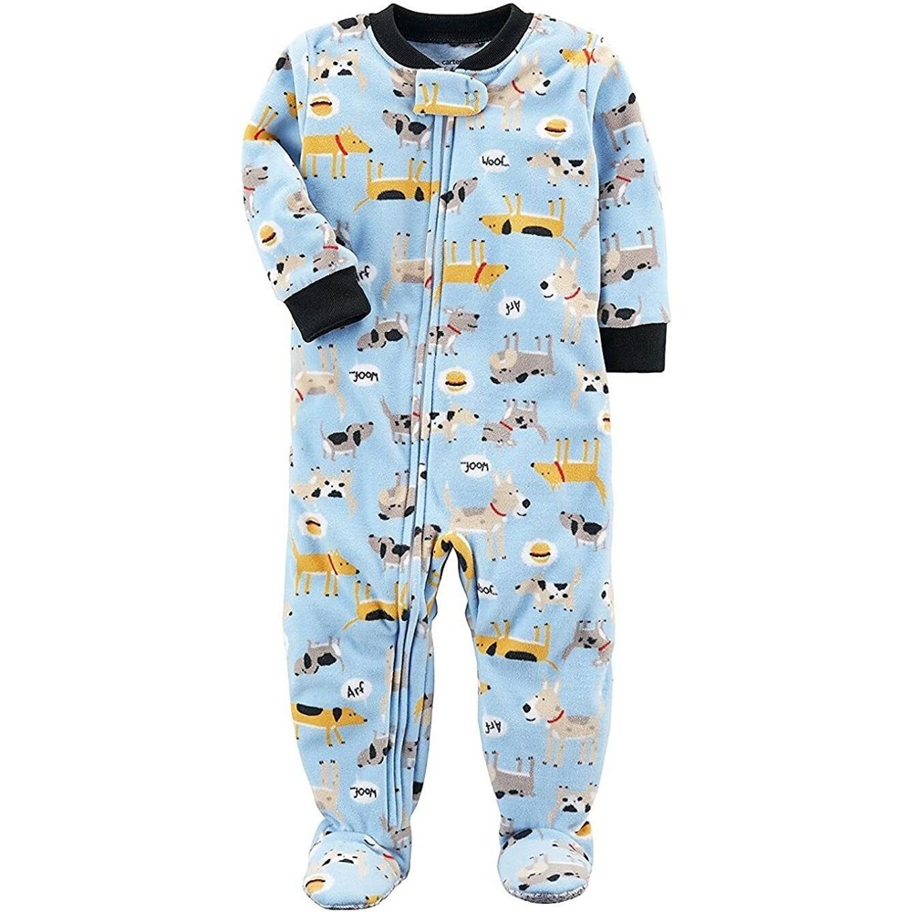 NEW Carter's Baby Boy and Little Boys Cute Dogs Plush Fleece Blue Pajama Sleeper